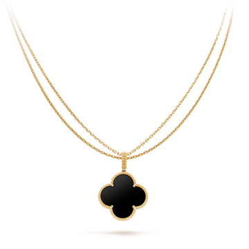 [Super CiCi ]CLOVER 25MM GOLD ONYX GROSSE CLOVER-HALSKETTE