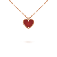 [Bieber Jewelry ]SWEET CLOVER CARNELIAN HEART NECKLACE