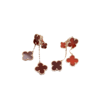 [Bieber Jewelry ]CLOVER EARRINGS CARNELIAN 4 MOTIFS PINK GOLD