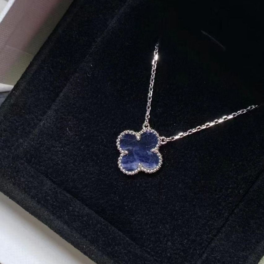 [Super CiCi ]CLOVER 15MM PIETERSIT-HALSKETTE SILBER