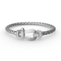 [Bieber Jewelry ]FORCE LARGE HORSESHOE HALF DIAMOND BRACELET SILVER