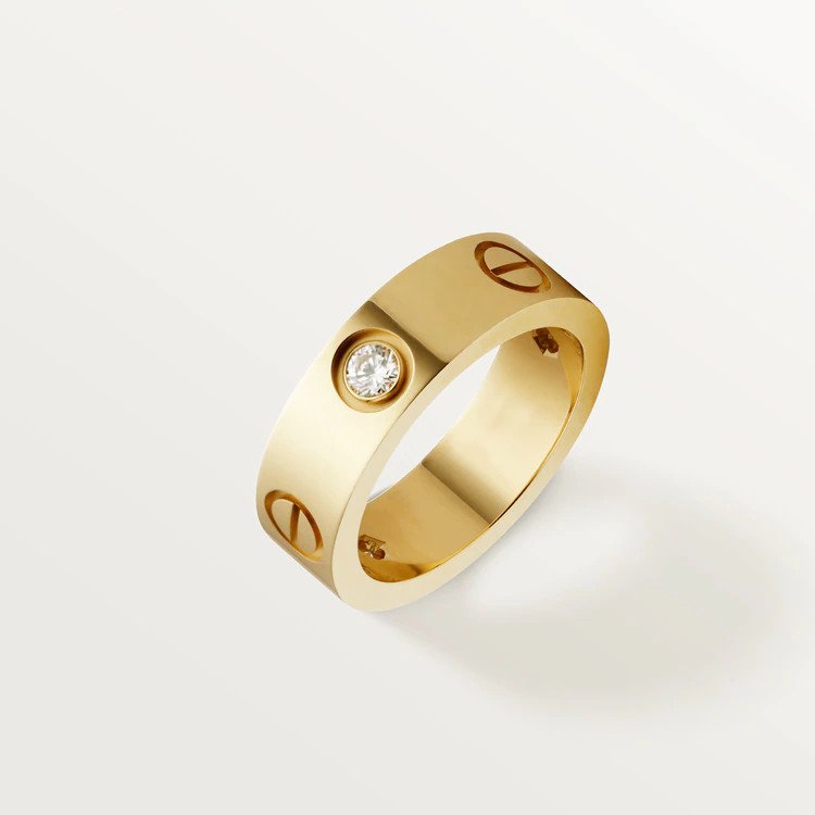 [Super CiCi ]LOVE RING 5,5 MM 3 DIAMANTEN ROSÉGOLD