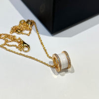 [Bieber Jewelry ]ZERO 1 WHITE CERAMIC DIAMOND PINK GOLD NECKLACE